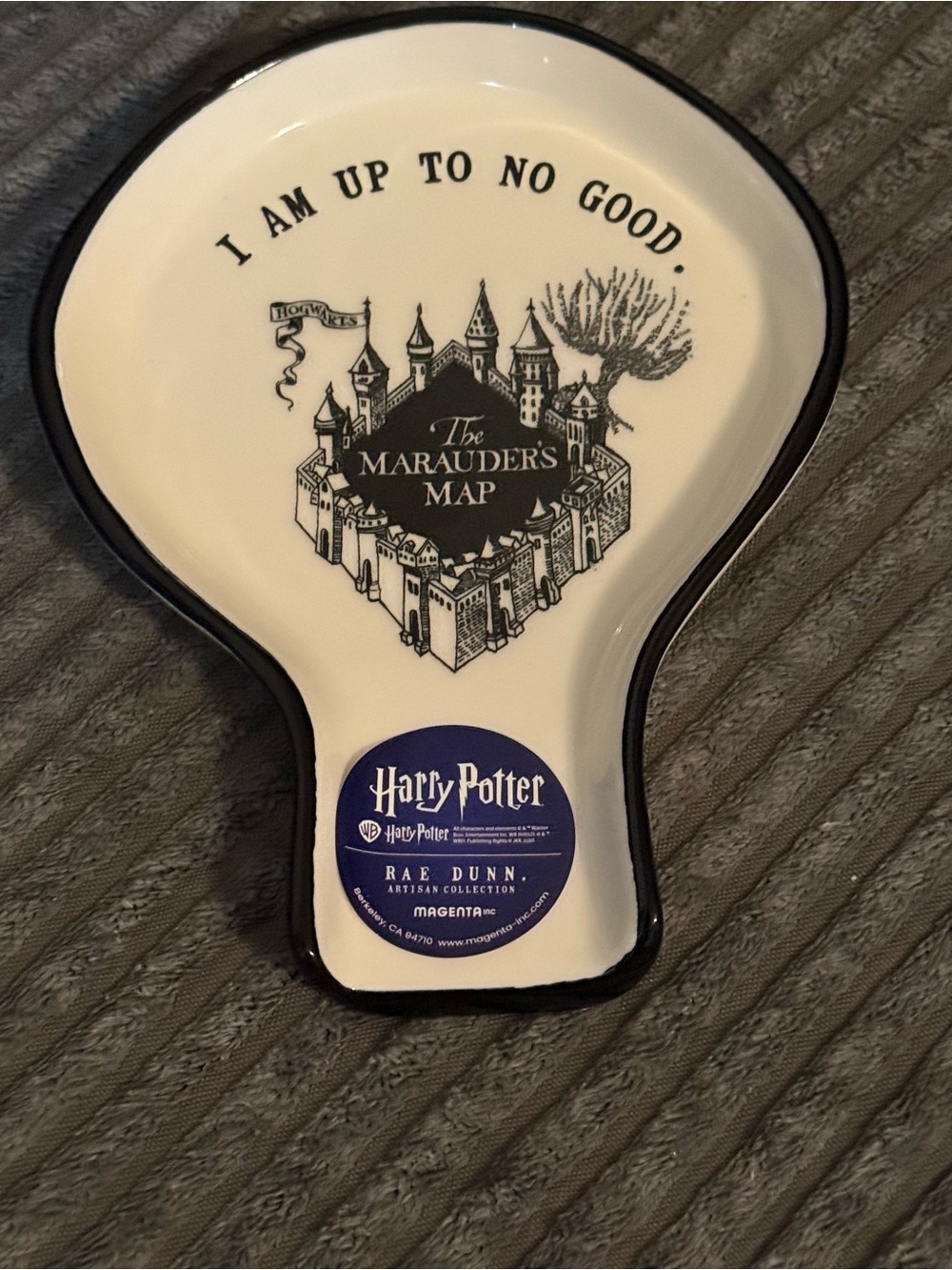 Rae Dunn x Harry Potter White & Black 'The Marauder's Map' Ceramic Spoon Rest